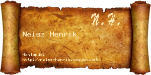 Neisz Henrik névjegykártya